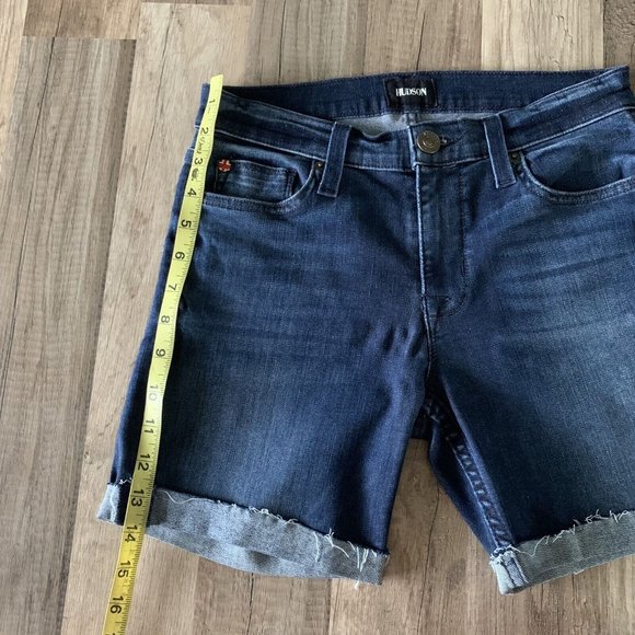 Hudson Shorts Womens 26 Blue Denim Dark Wash Raw Hem Cut Offs Fallon - Picture 4 of 8